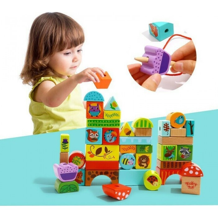 ΞΥΛΙΝΑ ΤΟΥΒΛΑΚΙΑ ΜΕ ΚΟΡΔΟΝΙ ΖΩΑΚΙΑ (TY849) TOOKY TOY