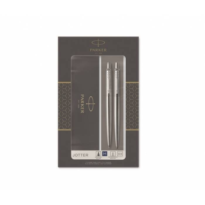 Parker Set Κασετίνα Δώρου Στυλό Jotter Core Duo Stainless Steel Ballpoint & Mechanical Pencil CT(1171.9026.08)