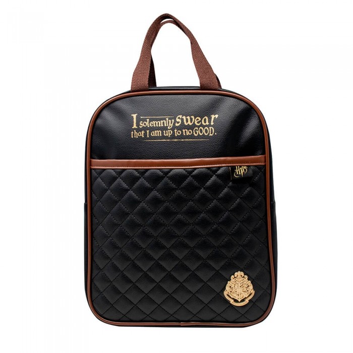 Harry Potter Quilted Backpack Black & Tan (SLHP366)