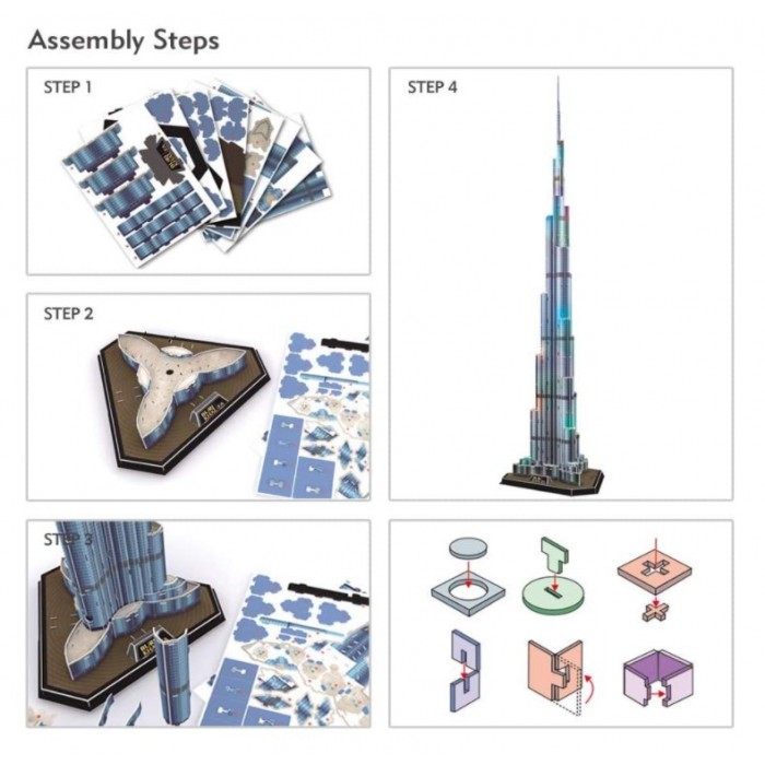 ΠΑΖΛ 3D BURJ KHALIFA WITH LED 136 ΤΕΜ. (L133h) CUBIN FUN