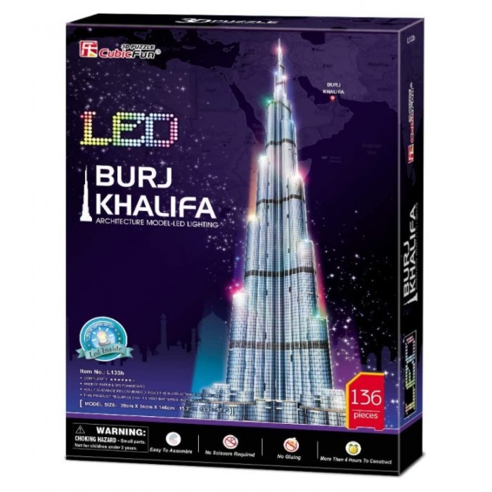 ΠΑΖΛ 3D BURJ KHALIFA WITH LED 136 ΤΕΜ. (L133h) CUBIN FUN